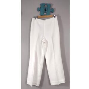 Talbots White 100% Linen Hollywood Pants Spring Slacks Sz 10